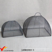 Set 2 Handcraft Vintage Grey Metal Wire Mesh Covers alimentaires